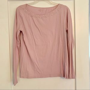 Light pink long sleeve top with beading